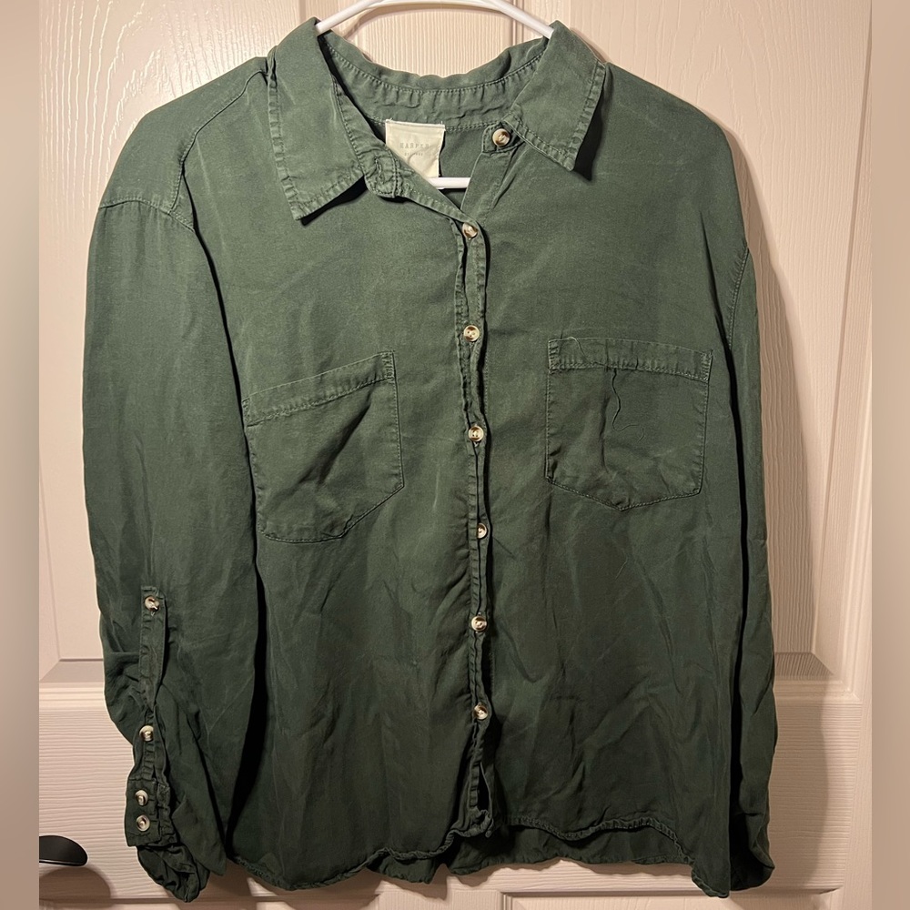 Green button down